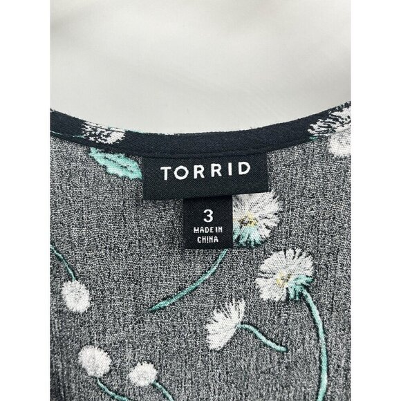 Torrid Black Floral Embroidered Sleeveless Top Boho Tassel Sz 3X - Picture 4 of 6